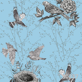 Птичьи гнезда на голубом фоне