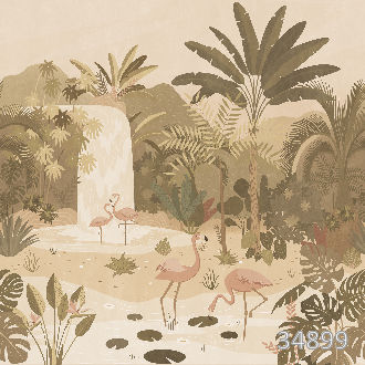 Фламинго у водопада